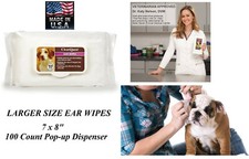 100 pc PET EAR CLEANSING Large 7x8" WIPES Pad DOG CAT Grooming Cleaning Cleaner