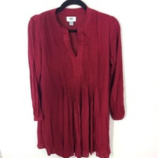 Old Navy Women's size XS Burgundy Shirt Dress Boho Long Sleeve Casual