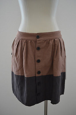NWT QSW Quiksilver XSMALL XS Silk Linen Colorblock Pockets High Waist Mini Skirt