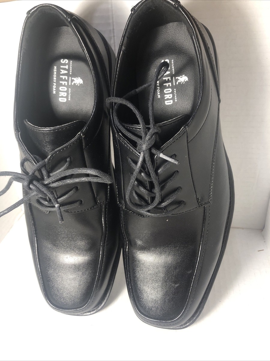 Stafford Men Black Square Toe Oxford Dress Shoe Memory Foam Tailored Culture Sz9 Stafford M Black Dress Shoes for Men for sale | eBay main image 2