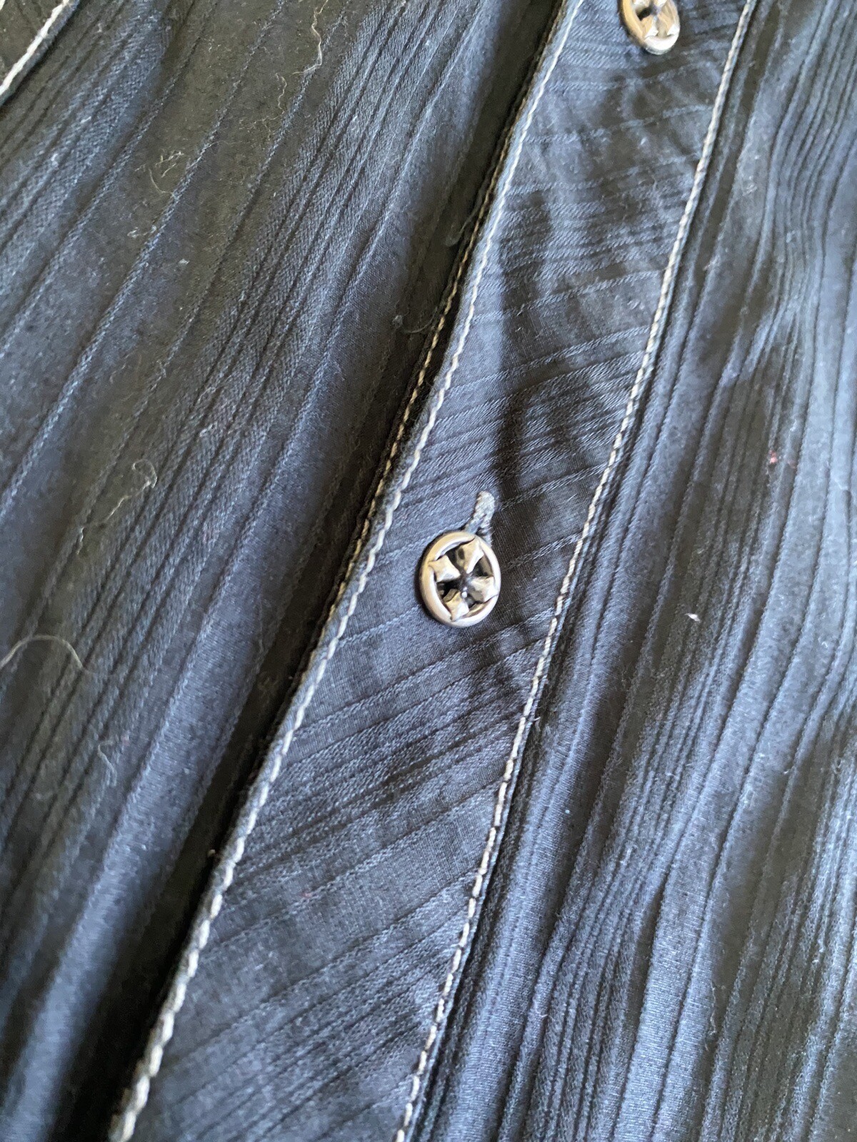 Affliction Men’s Button Up Shirt Black Embroidered Back 3X Fits Like XL