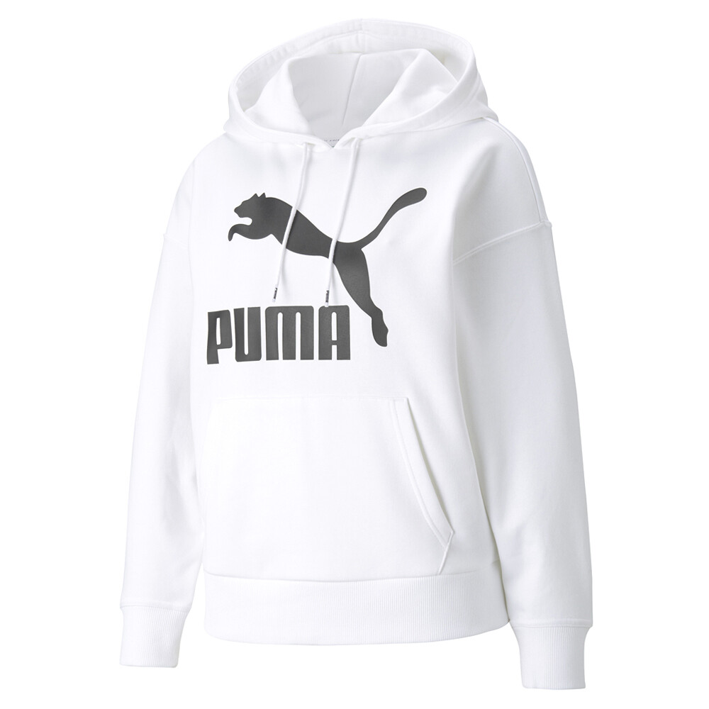 Пуловер с капюшоном и логотипом Puma Classics, женская повседневная верхняя одежда размера M, 53007402