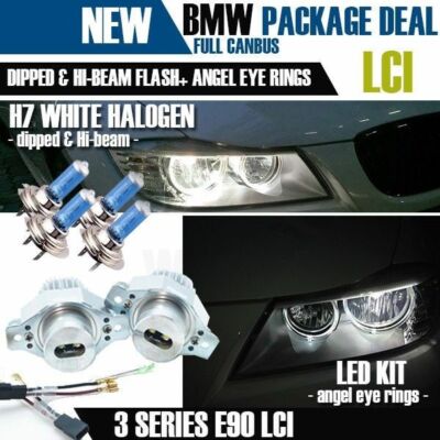 E90 LCI LED ANGEL EYE RING WEISS UPGRADE GLÜHBIRNE HALOGEN PAKETANGEBOT FACELIFT 08+