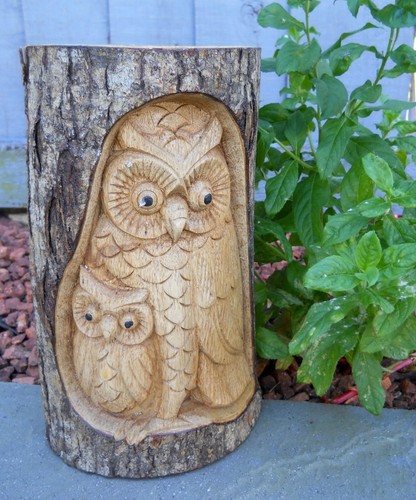 Wooden Carving Figure OWL 30 cm DECORATION INDOOR / OUTDOOR - Picture 5 of 9