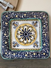 Targa ceramica arte da parete vintage Saca Ceramica Castelli firmata 9"