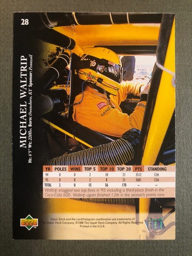 1996 Upper Deck NASCAR Michael Waltrip #28 Nice! - Picture 6 of 6