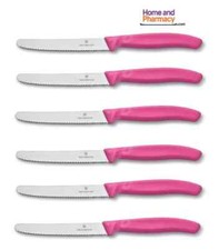 6 x Victorinox Knifes PINK color Steak Knife set Swiss Cutlery NEXT DAY DELIVERY