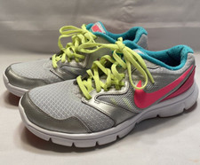 NIKE FLEX EXPERIENCE 3 GRAY PINK BLUE GIRLS RUNNING SHOE SNEAKER 6 YOUTH