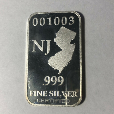 New Jersey US State 1 Ounce .999 Silver Art Bar #SB2 | eBay