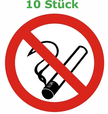 HR-IMOTION Zehn 10 Stück Rauchverbot rauchen verboten no smoking Aufkleber 6 cm VON INNEN