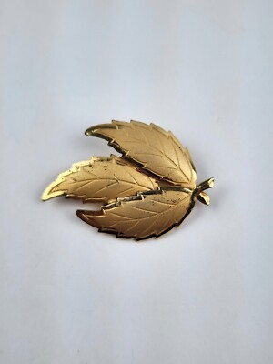 Vintage 1/20 12k Gold Filled Leaf Brooch Pin back Signed Nice