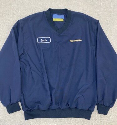 Vintage Cintas Arena Auto Auction Chicago Windbreaker Pullover Large Navy Blue