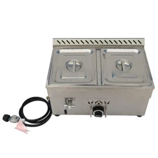 TECHTONGDA 110V 2*1/2 Pan  LP GAS Stainless Steel Countertop Food Warmer