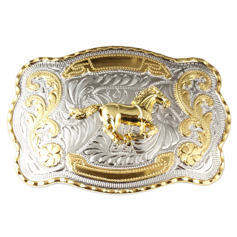 Golden Equestrian Belt Buckle Two-Color Craft Alloy Smooth  display picture 3