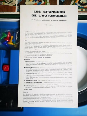 Vintage 1978 LES SPONSORS DE L'AUTOMOBILE Jeu De Société MIRO Complet