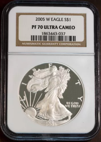 2005-W $1 Silver American Eagle PF70UC NGC # 1863443-037 + Bonus
