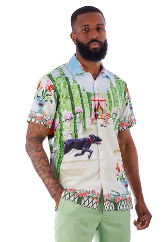 BARABAS Men's Floral Animal Button Down Short Sleeve Shirts 4sst31 - Picture 4 of 5