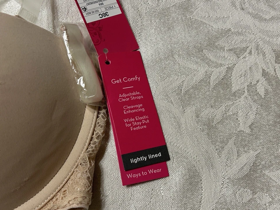 Nuevo con etiquetas Sujetador XHILARATION Ligeramente Forrado Convertible Sin Tirantes 36C Beige Foto 4 de 4