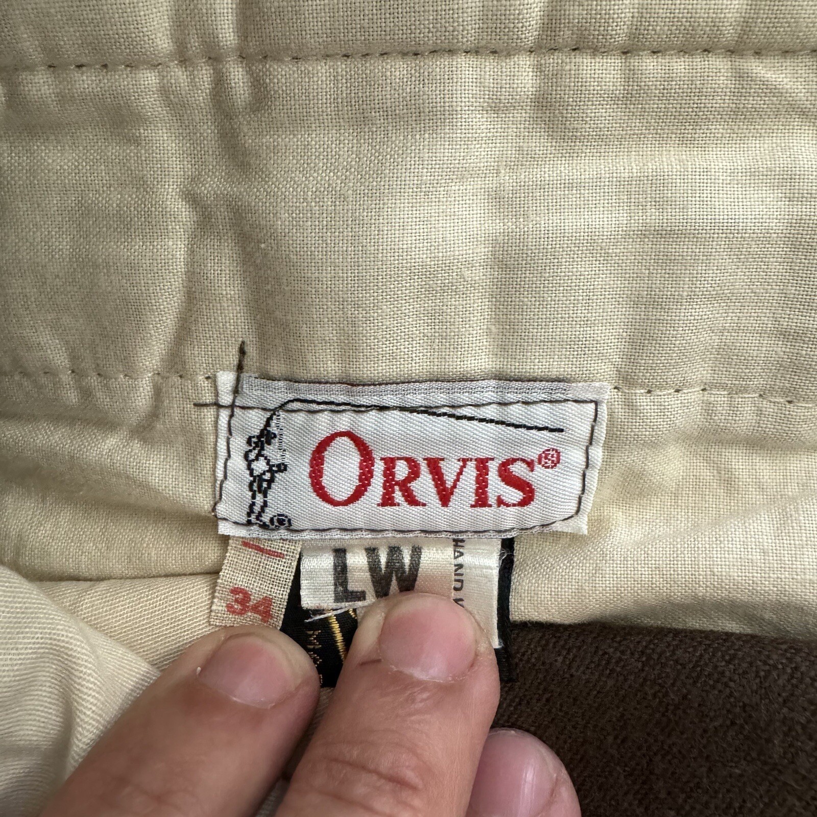 Vintage Orvis Moleskin Pants Size 34x30 Brown 100 cotton Heavyweight