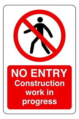 Schild Kein Eintritt Bauarbeiten in Arbeit - Kunststoff, Aluminium oder Aufkleber
