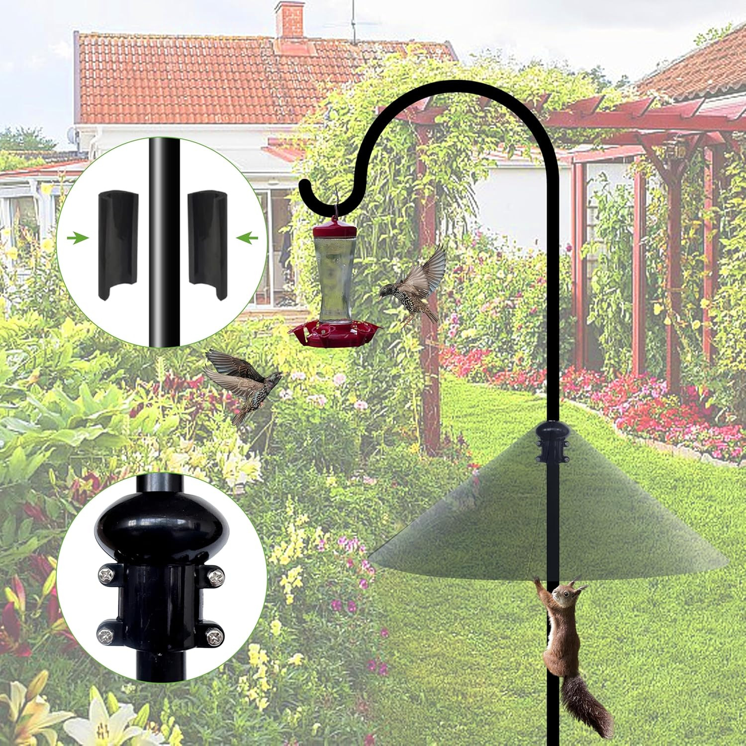 Squirrel Baffle for Bird Feeder Pole - 19 Inch for Shepherd’s Hook, Squirrel Pro