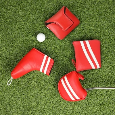 Red/Two Stripes Classic Golf Headcover with Magnet Fit Blade Square Mallet Club