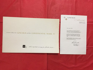 LOT 1959 LINCOLN "LINCOLN & CONTINENTAL MARK III" Car Dealer Brochure Letter