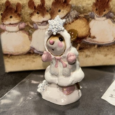 Wee Forest Folk M-275 Crystal Mouse Snowflake - Pink Mittens - Annette Petersen