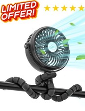 3 Speeds USB Portable Rechargeable Mini Cooling Fan Clip On Desk Baby Stroller