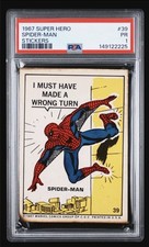 1967 marvel super hero #39 spider-man rc; 1st appearance sticker PSA 1
