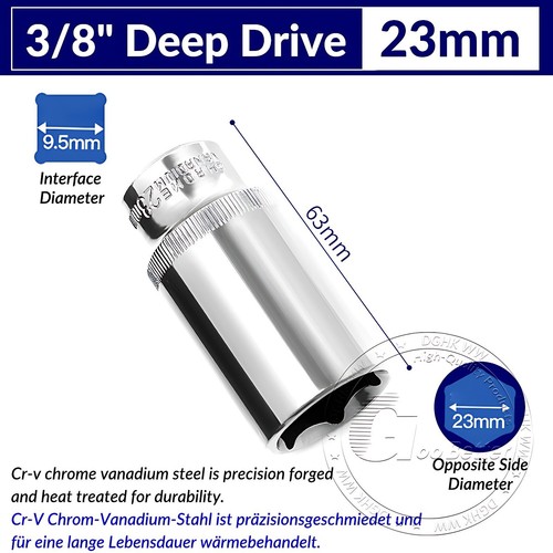 Chrome Plated 6 Point Sockets 3/8" Drive, Shallow or Deep Choose Size 6mm - 24mm - Afbeelding 41 van 47