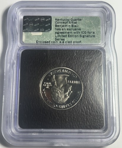 2001-S PROOF KENTUCKY STATEHOOD QUARTER ICG GRADED ARTIST SIGNED - Picture 2 of 2