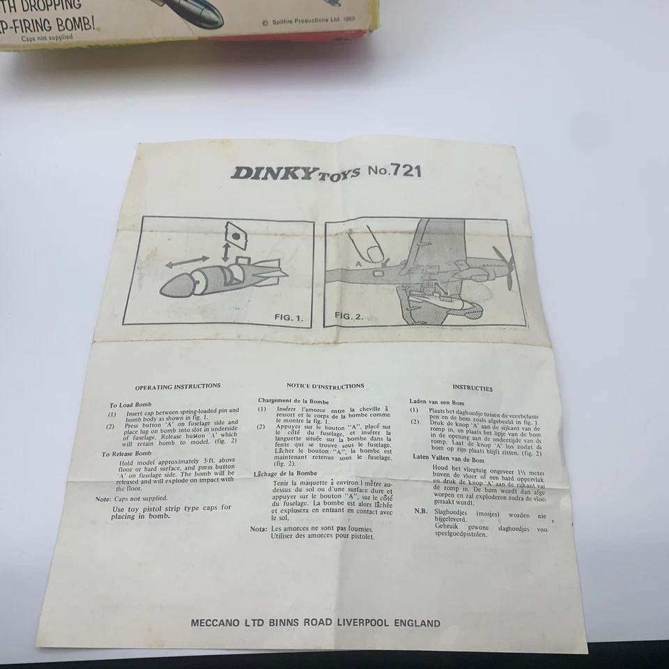 Vintage Dinky No. 721 Battle of Britain Junkers Ju 87B Stuka  Airplane in Box - Image 2 of 4