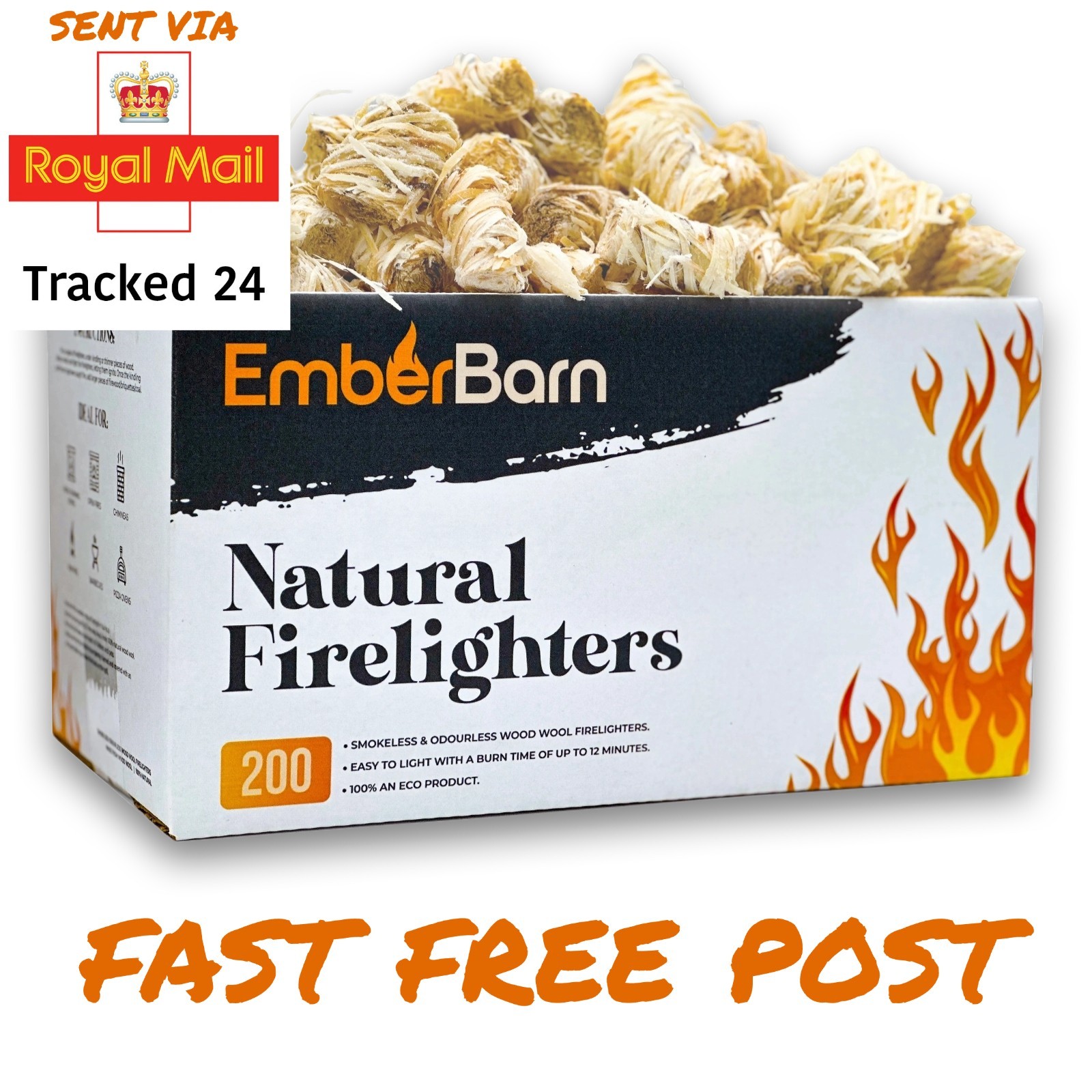 🔥 Fire Lighters for Woodburners Natural Firelighters Large Box - Pack Of 200 🔥
