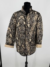 Chico's Quilted Jacket Size 3 Women s Gold Black Leopard Print Polyester K3