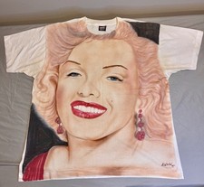 Rare Vintage 1994 Marilyn Monroe Hand Painted All Over Print Shirt Made in USA
