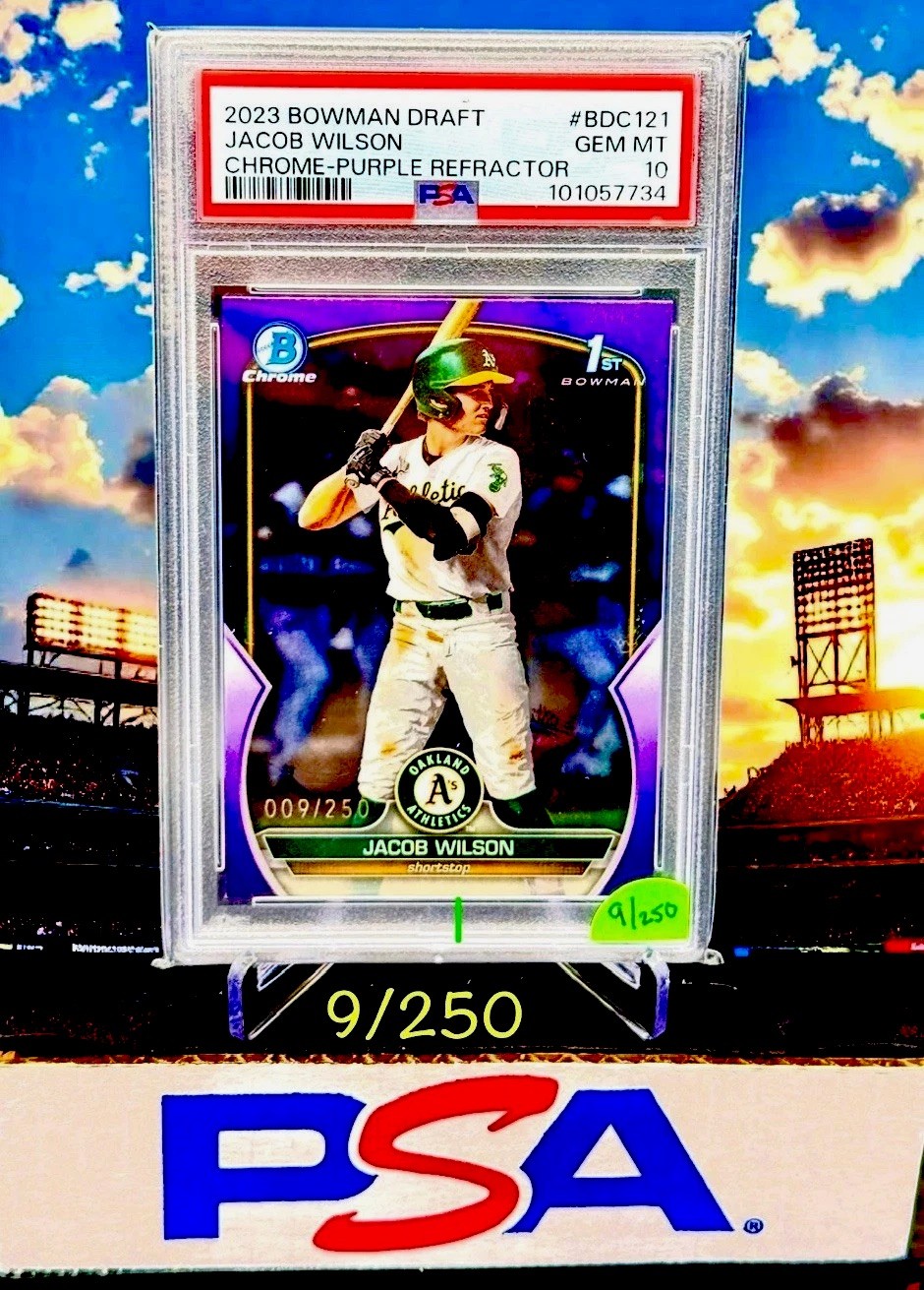 🚀 2023 Bowman 1st Draft Jacob Wilson #BDC121 Chrome-Purple Refractor 9/250