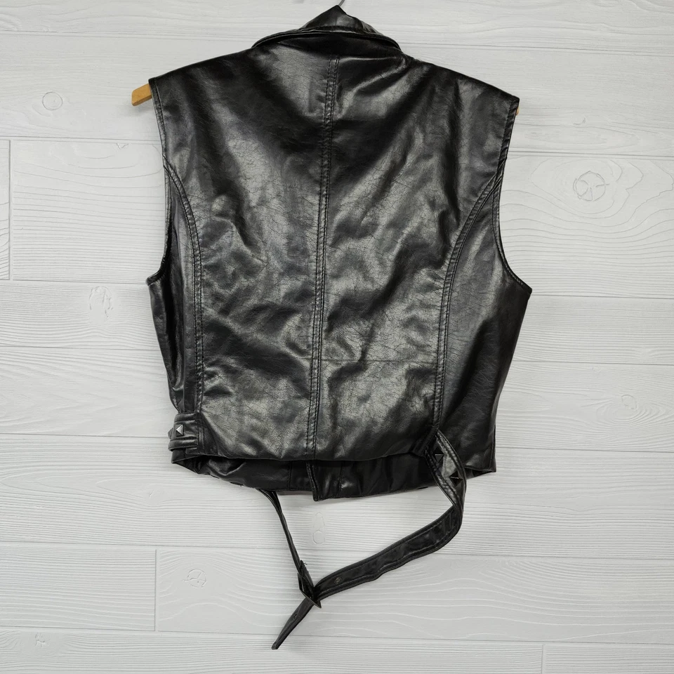 Vintage Abbey Dawn By Avril Lavigne Black Poly Leather Moto Punk Vest Juniors XL - Image 2 of 4