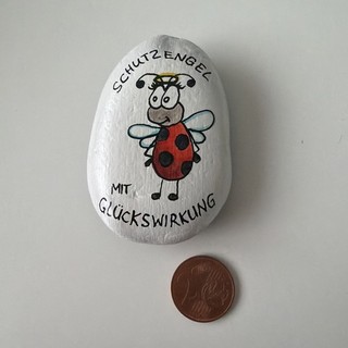 Handbemalter Naturstein Geschenk Deko Haus Garten Balkon Glücksbringer Schutzeng