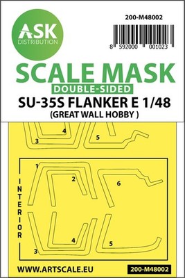 Art Scale Kit 200-M48002 - 1:48 Su-35S  Flanker E double-sided painting mask for