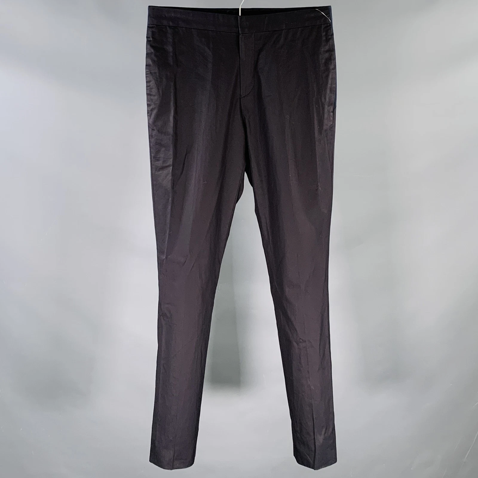 GIVENCHY Pantalone abito nero navy bicolore cotone piatto davanti taglia 30