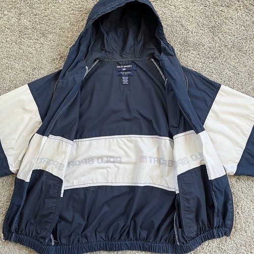 🔴Polo Sport Jacket Size Medium Large Hoodie Navy White - Picture 8 of 17