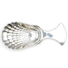 VINTAGE DESIGNER TIFFANY & CO. SCALLOPED SHELL TEA SPOON CADDY STERLING SILVER