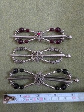 Lot Of 3 Lilla Rose Flexi 8 Hair Clips - Silver-toned