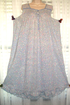 ADONNA SZ XL TINY PASTEL FLORAL 100% COTTON COUNTRY CHIC LOVELY NIGHTGOWN GOWN