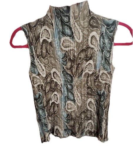 NICOLA Womens Multicolor Sleeveless Paisley Print Ruffle Neck Blouse Top M - Picture 2 of 4