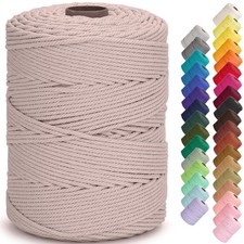 Macrame Cord 4mm x 328yards Soft Colored Rope Natural Cotton Stone Gray