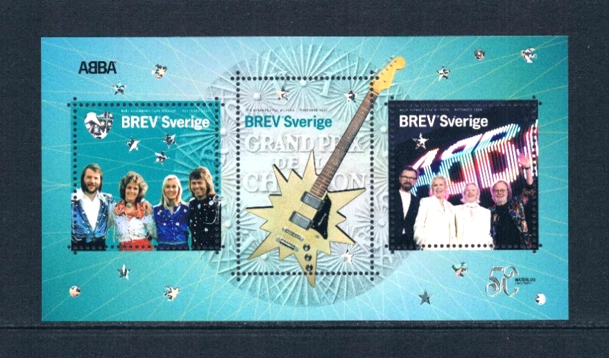 Valor Scott de $12,00 - 2024 SUECIA Abba 50 años s/s música rock CV MNH NH UM Foto 3 de 4