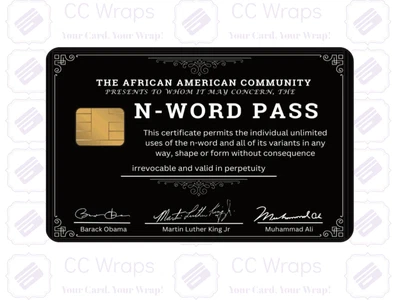 CCWRAPS N-Word Pass Custom Vinyl Credit Card Sticker by CC Wraps