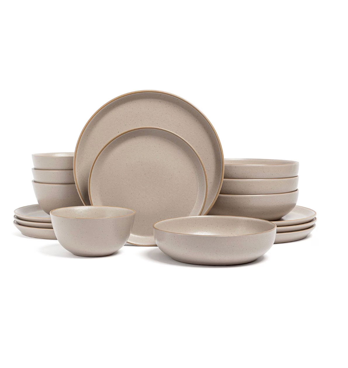 Over&Back 16-Piece Artisan Stoneware Dinnerware Set - Plates & Bowls